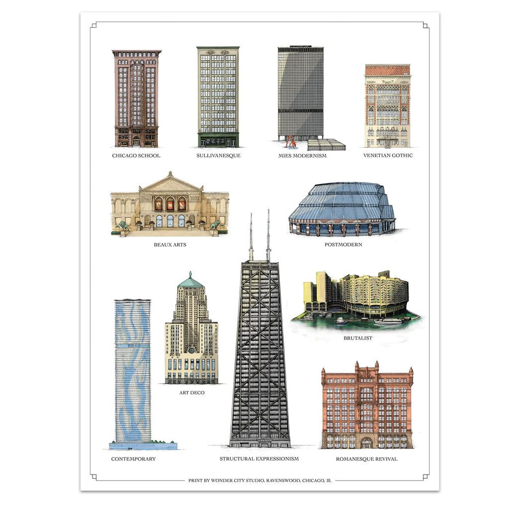 Downtown Architecture Styles Print - 11 x 14 inches – CAC Design Store