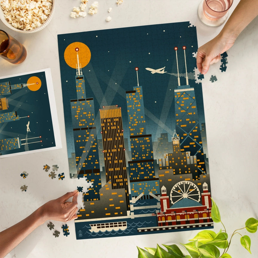 Chicago Retro Skyline Jigsaw Puzzle – CAC Design Store Chicago Retro Skyline Jigsaw Puzzle – CAC Design Store