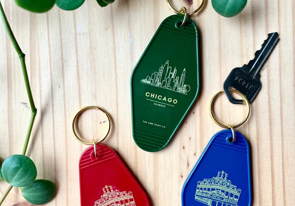 Chicago Keychain- Vintage Hotel- BLUE