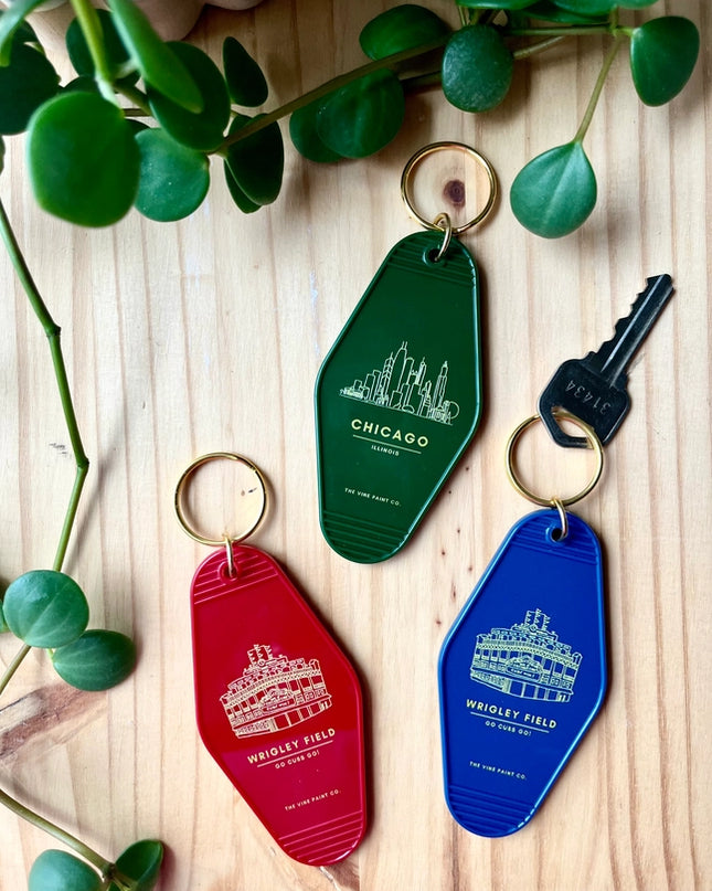 Chicago Keychain- Vintage Hotel- BLUE