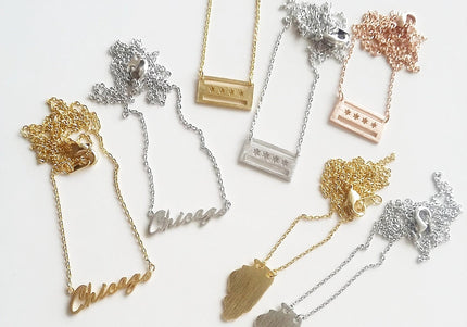 Chicago Script Necklace Rose Gold