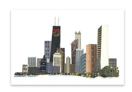 Chicago Skyline in White Holiday Cards - Set of 10