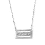 A silver necklace featuring a pendant with the Chicago flag design on a white background.