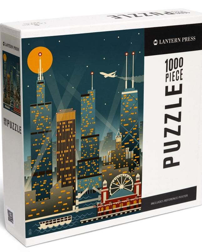 Chicago Retro Skyline Jigsaw Puzzle
