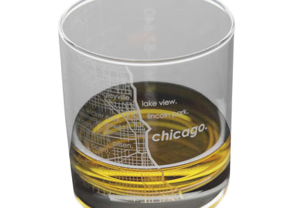 Chicago Map Rocks Glass