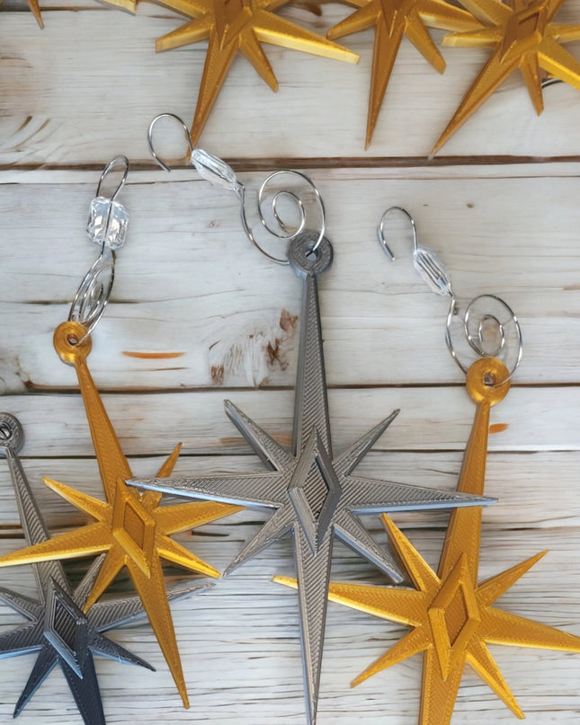 Starbursts Ornaments - Silver & Gold 4 Pack