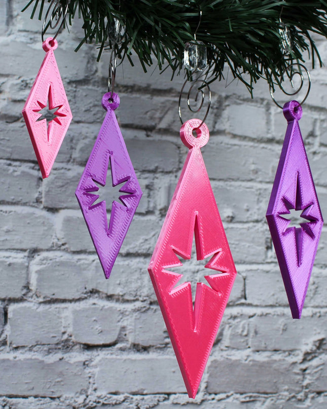 Retro Diamond Ornaments - Pink & Purple 4 Pack