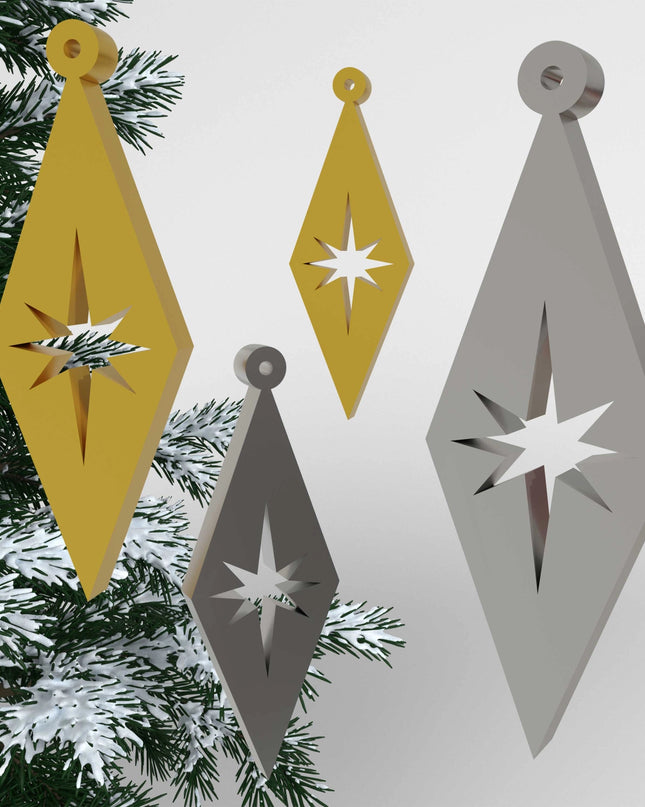 Retro Diamond Ornaments - Silver & Gold 4 Pack