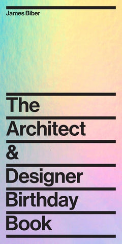 The cover of 'The Architect & Designer Birthday Book' featuring a colorful metallic background.