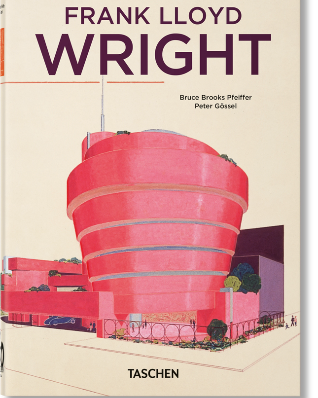 Cover of 'Frank Lloyd Wright 45th Edition' book featuring a red building design by Frank Lloyd Wright.