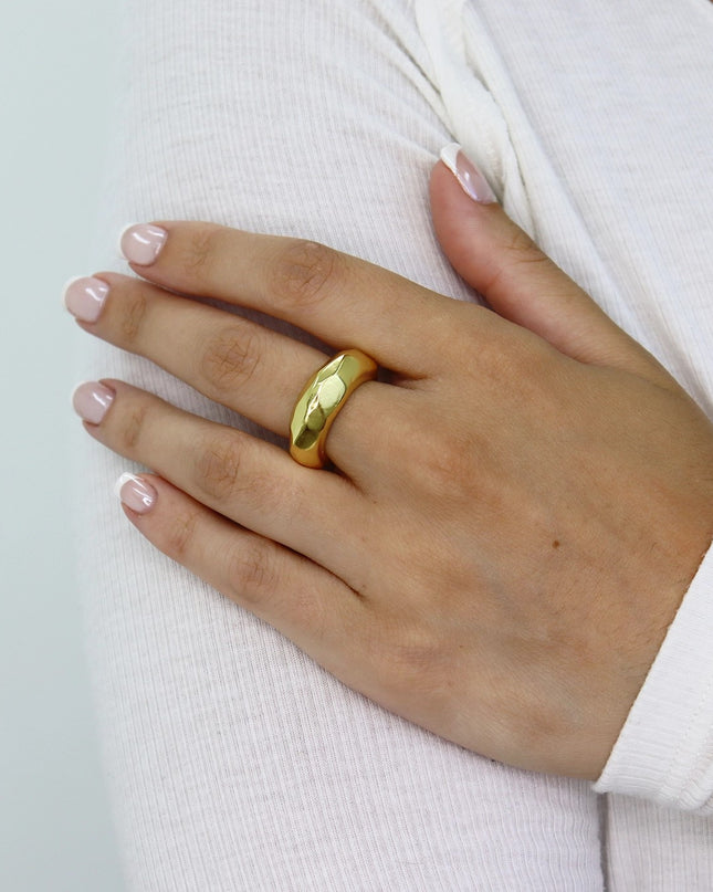 Bubble Textured Metal Ring Gold