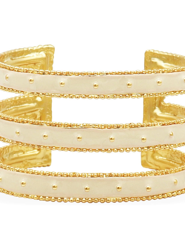 Dots Cuff Bracelet Beige Enamel