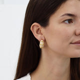 Dots Hoop Earrings Beige Enamel