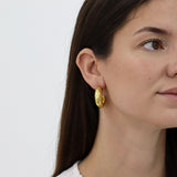 Hammered Metal Hoop Earrings Gold