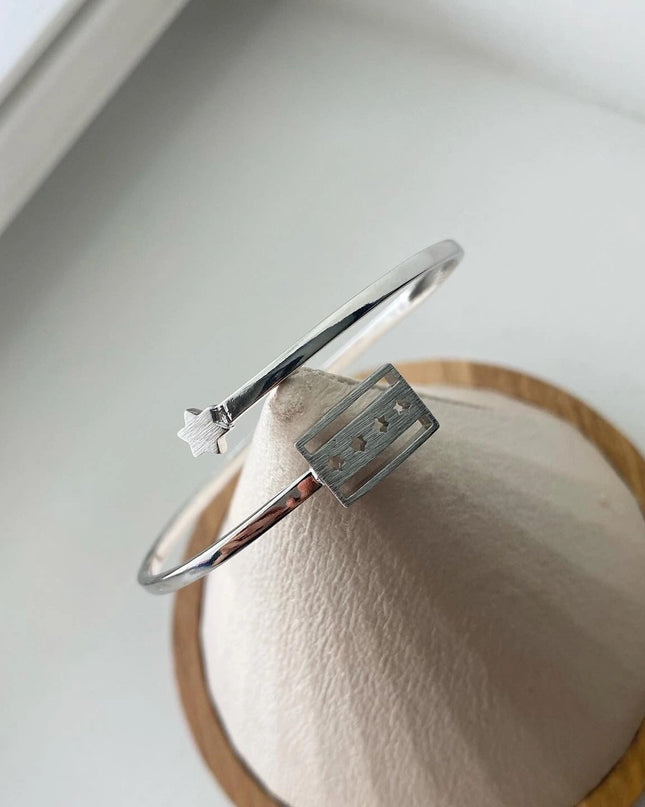 Chicago Flag Wrap Bracelet Silver