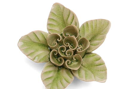Peridot Green Maiden Lotus Ceramic Flower