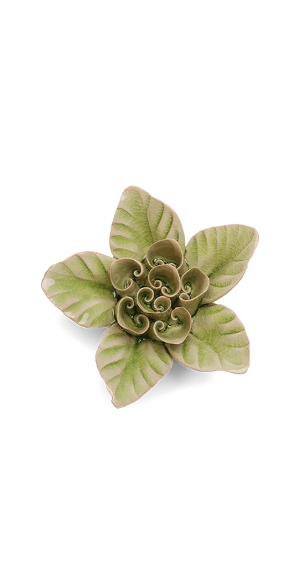 Peridot Green Maiden Lotus Ceramic Flower