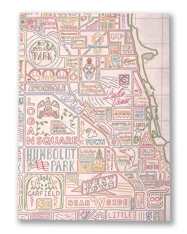 Vintage White Neighborhood Map Poster 22"X 28"