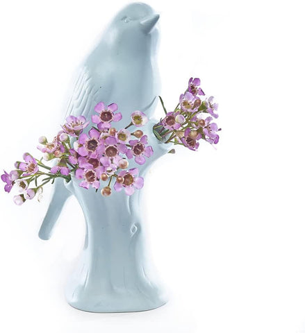 Bird Porcelain Modern Flower Vase - Baby Blue