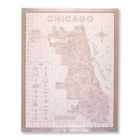 Vintage White Neighborhood Map Poster 22"X 28"