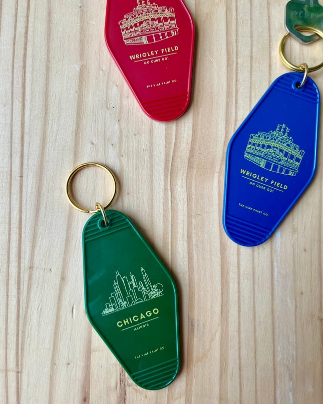 Chicago Keychain- Vintage Hotel- GREEN