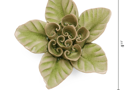 Peridot Green Maiden Lotus Ceramic Flower