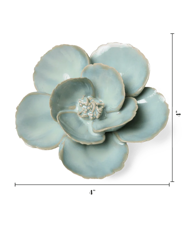 Milk Teal Poppy Ceramic Flower