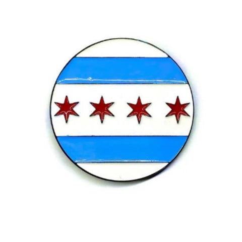 Chicago Flag Circle Enamel Pin