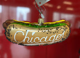 Chi Hot Dog Glass Ornament