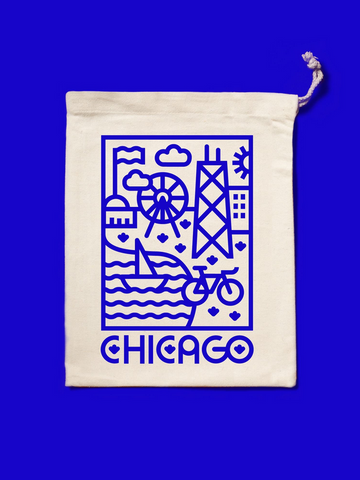 Chicago Lake Shore Drive Drawstring Bag Blue