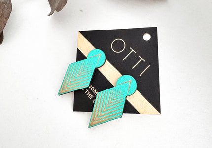 Turquoise Birch Drop Arrow Stud Earrings