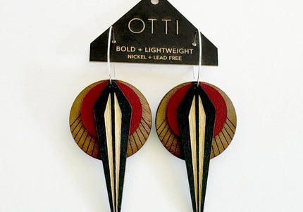 Naja Oxblood Leather + Birch Earring