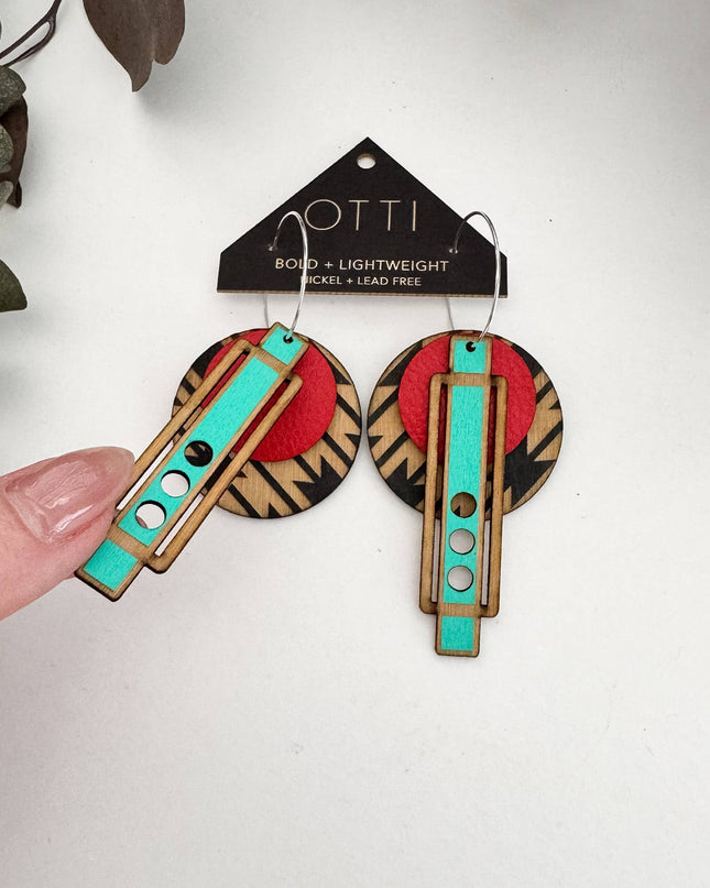 Southwestern Leather + Birch Earrings: Wright