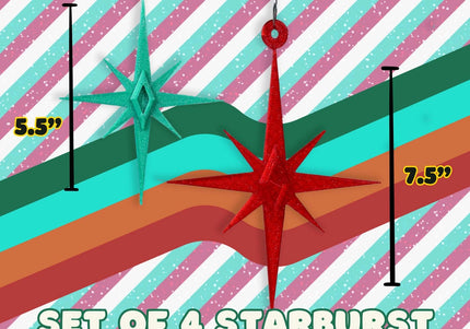 Starbursts Ornaments - Pink & Purple 4 Pack