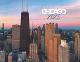 Cover image of calendar showing many buildings of Chicago.