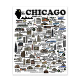 Chicago Icons and Landmarks Print - 11 x 14 inches