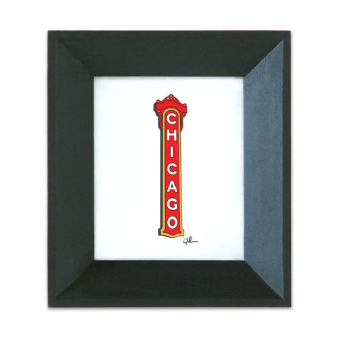 Chicago Theatre Sign Framed Print - 3.375 x 4.125 Inches