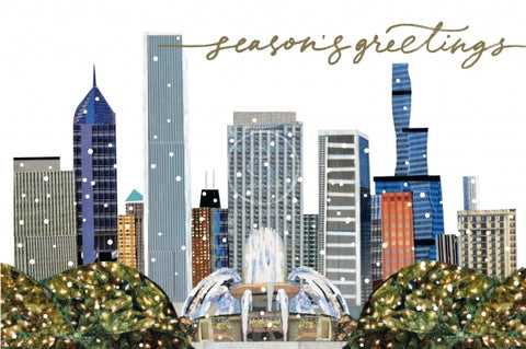 Chicago Garden White Holiday Cards - Set of 8