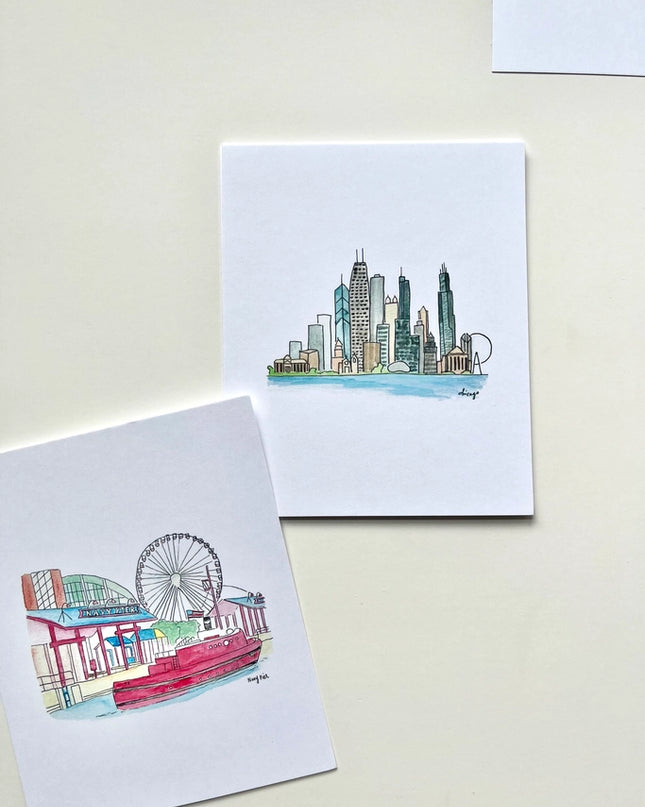 Chicago Watercolor Postcard Pack