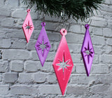 Retro Diamond Ornaments - Pink & Purple 4 Pack