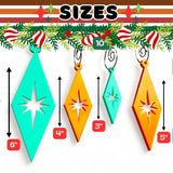 Retro Diamond Ornaments - Red & Green 4 Pack