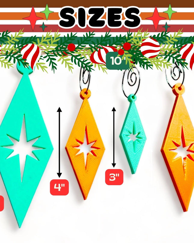 Retro Diamond Ornaments - Silver & Gold 4 Pack