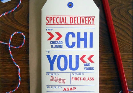 Chicago Luggage Tag Greeting Card