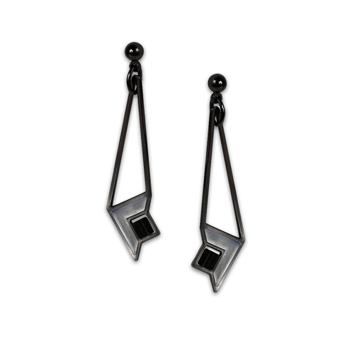 Frank Lloyd Wright Dana House Art Glass Earrings in Black