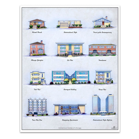 Midcentury Homes Print - 11 x 14 inches