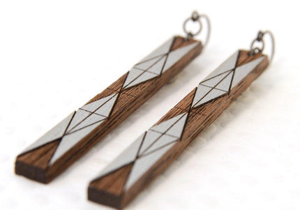 Mies Earring Walnut & Platinum