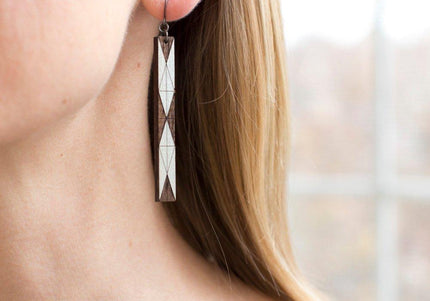 Mies Earring Walnut & Platinum