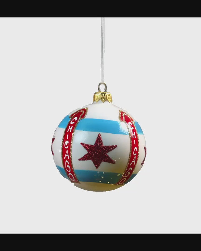 Chicago Star Glass Ornament