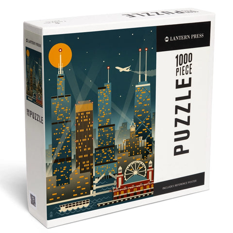 Chicago Retro Skyline Jigsaw Puzzle