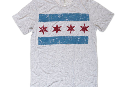 Distressed Chicago Flag Adult T-shirt